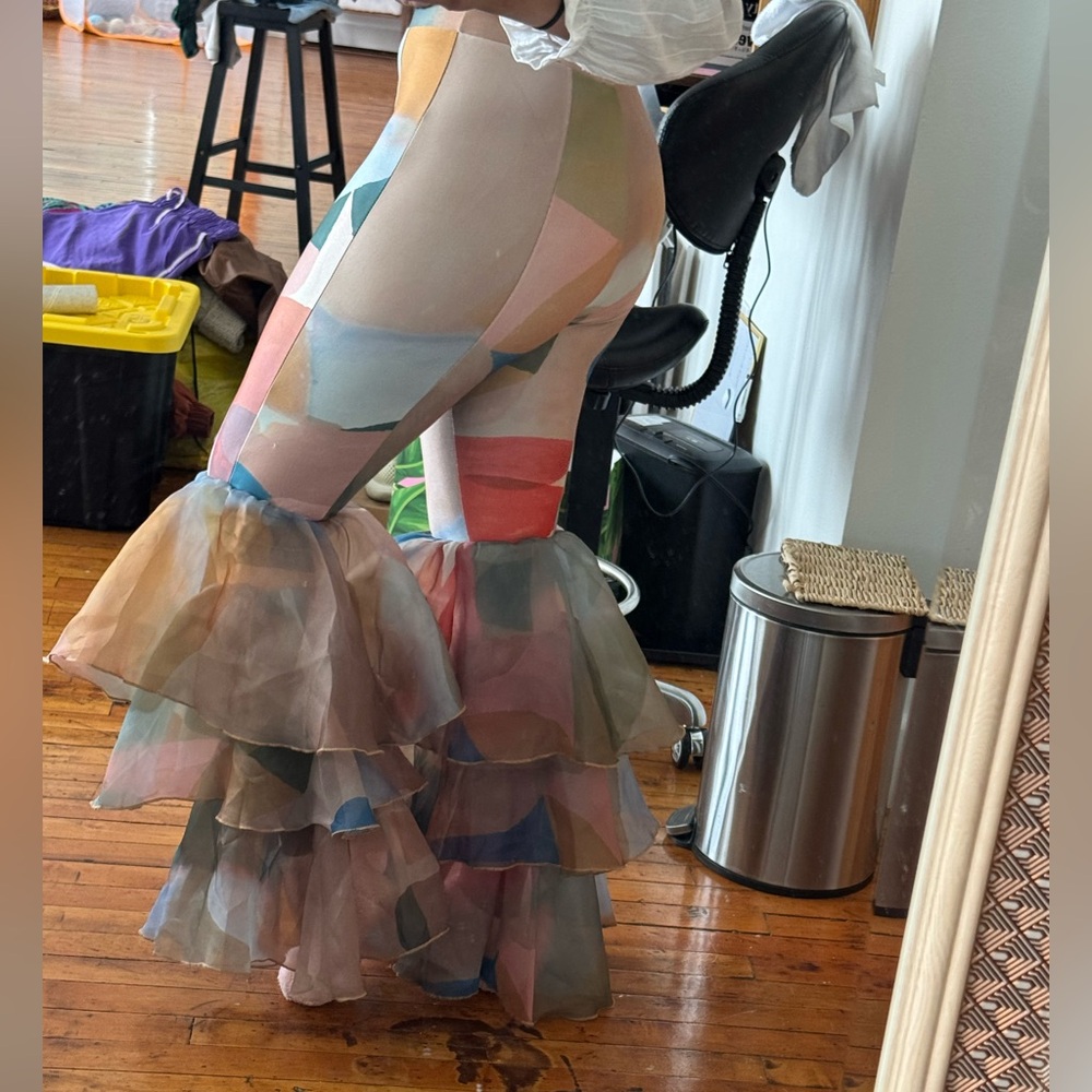 Never worn colorful Ruffled Flare Pants